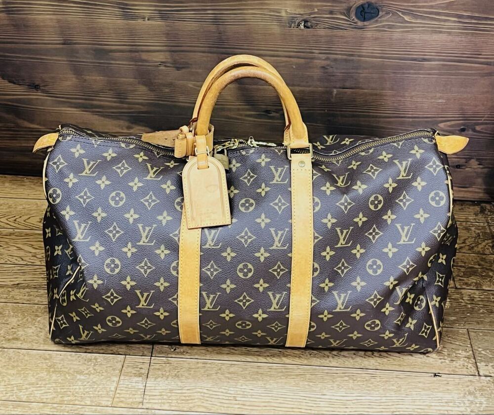 Louis Vuitton Monogram Keepall Handle Bag Travel Boston Brown